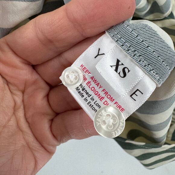 Yaitte Striped Button Front Shirt Green White Long Sleeve Top Size XS - Picture 5 of 8